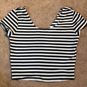 Garage Black and White Stripped Crop Top